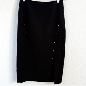 White House Black Market Black Studded Skirt size 14